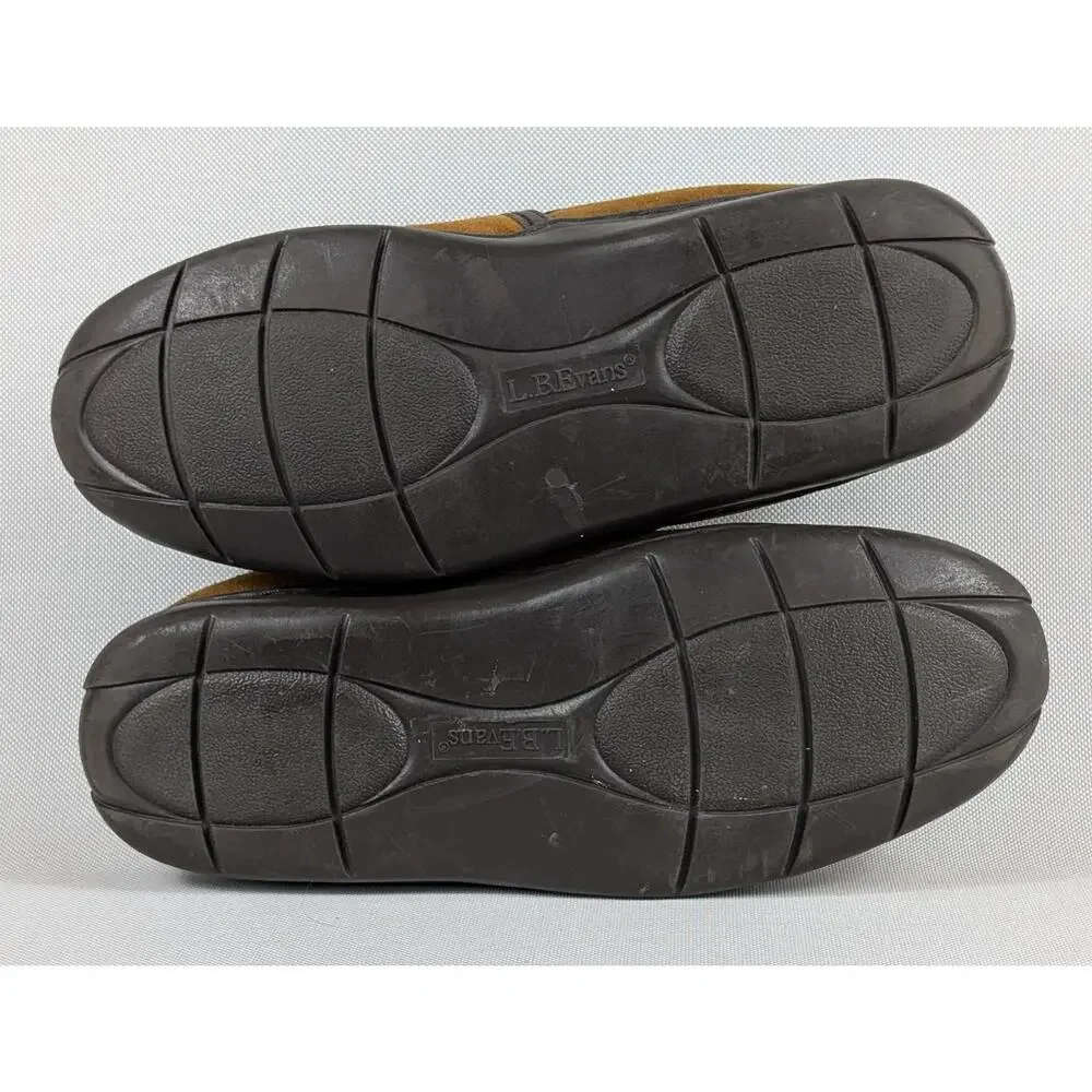 L.B. Evans Shoes Mens Size 9 Brown Suede Slippers Moccasin Sherpa Lining Comfort